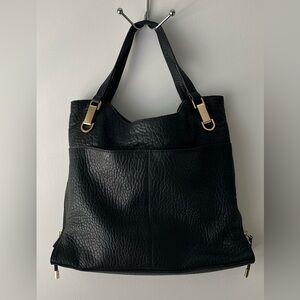 Vince Camuto Eliza Black Lambskin Leather Tote/Crossbody